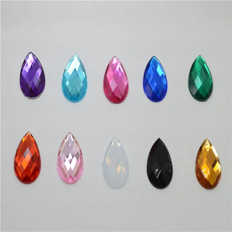 Wholesale Acrylic Teardrop Colors Rhinestones Flatback Stone customes DIY