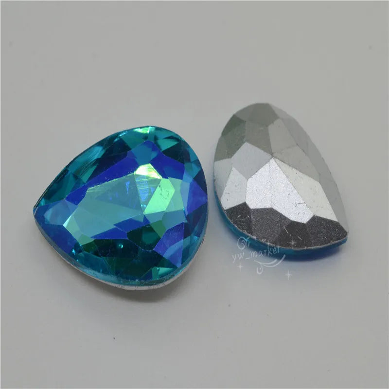 Rhinestones glass crystal stones aquamarine AB Rivoli Teardrop Navette square Jewels making