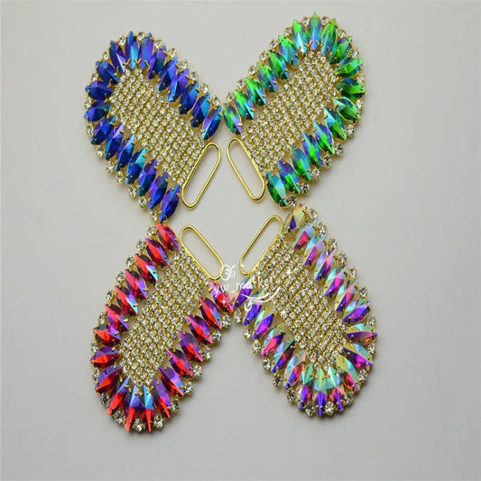 1 pcs Costume Dress Applique Color Rhinestone Sewing On (K9028)