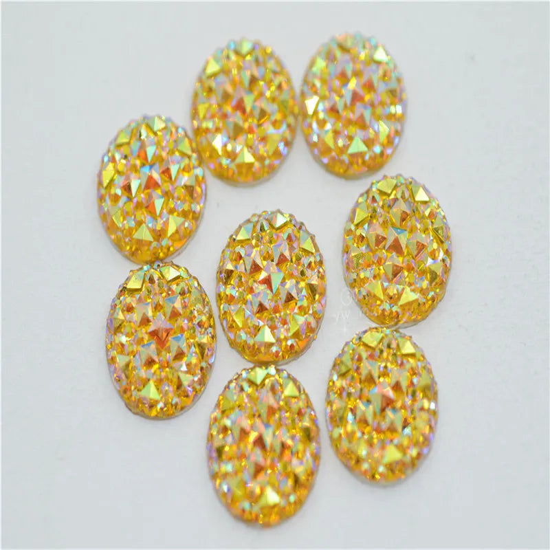 Round  AB Glitter Faux Resin Rhinestones Acrylic Flatback Gems  Jewels Dress DIY 12 14 16 18mm