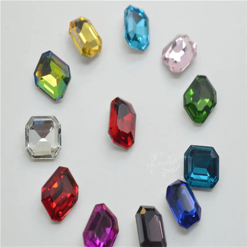 Rectangle Glitter Loose Beads Glass Crystal Pointed Back Fancy Stones Strass Rhinestone For Clothes Shoes DIY