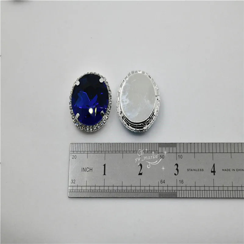 27mm Gems Round Flower Crystal Rhinestone with silver claw sew on  Garment wedding dress  Decoration