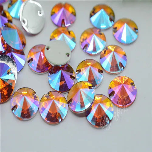 Rivol colour AB Rhinestones Acrylic Strass Crystal Applique sewing suppliese for Clothes