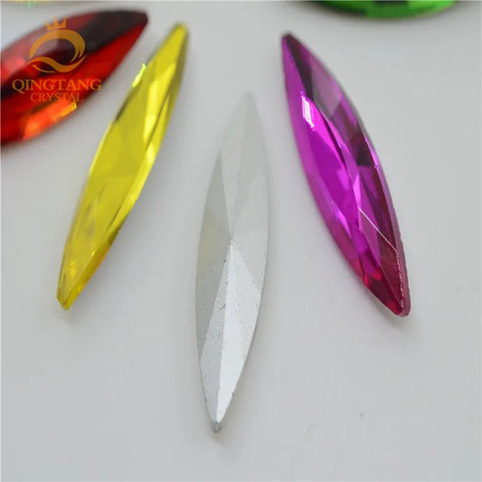 Navette Glass Crystal  Pointback Color Rhinestone Strass Stones clothing crafts Jewelry  Making 10mmX35mm 10mmx48mm 30pcs