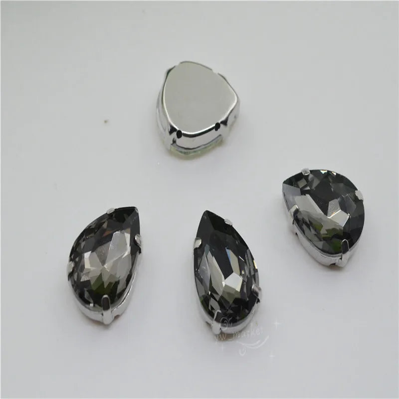 Rhinestones teardrop Stones silver claw setting for jewels soldering Sew on Glass Crystal Stones Diy Garment Clothes Shoes