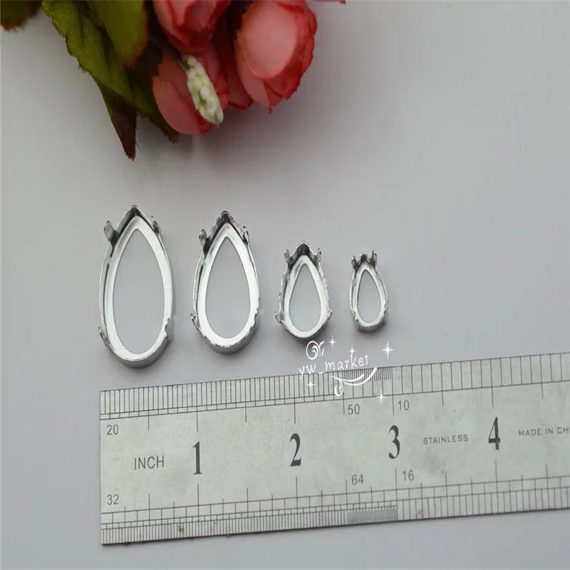 Tear Drop Faceted Glass Jewels's Settings Thicker Strong For Fancy Stone sew on