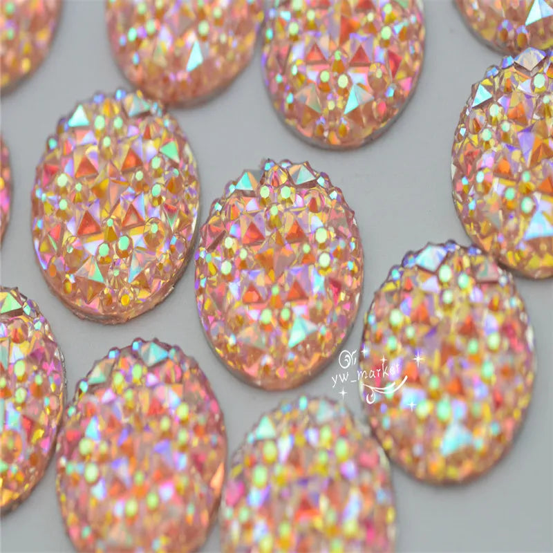 Round  AB Glitter Faux Resin Rhinestones Acrylic Flatback Gems  Jewels Dress DIY 12 14 16 18mm