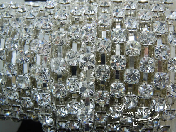 SS28 6mm Crystal Clear Rhinestone Chain Trim Silver  sew on 10 yard