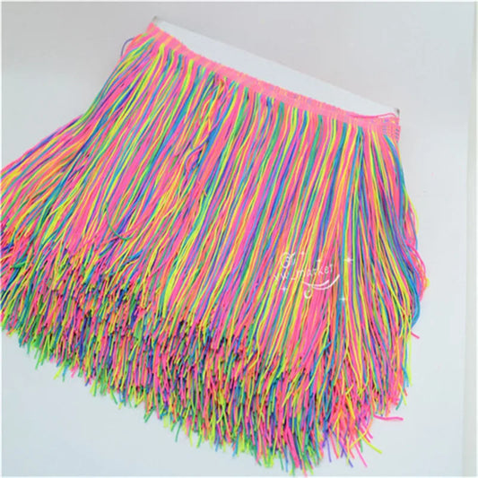 1 yard mixed color Tassel Fringe ribbon trimming latin Clothes crafts 20cm wide