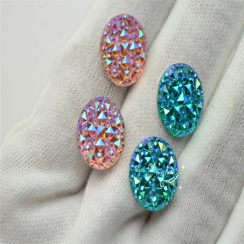 Round  AB Glitter Faux Resin Rhinestones Acrylic Flatback Gems  Jewels Dress DIY 12 14 16 18mm