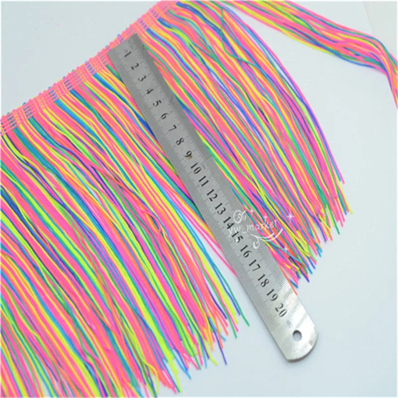 1 yard mixed color Tassel Fringe ribbon trimming latin Clothes crafts 20cm wide