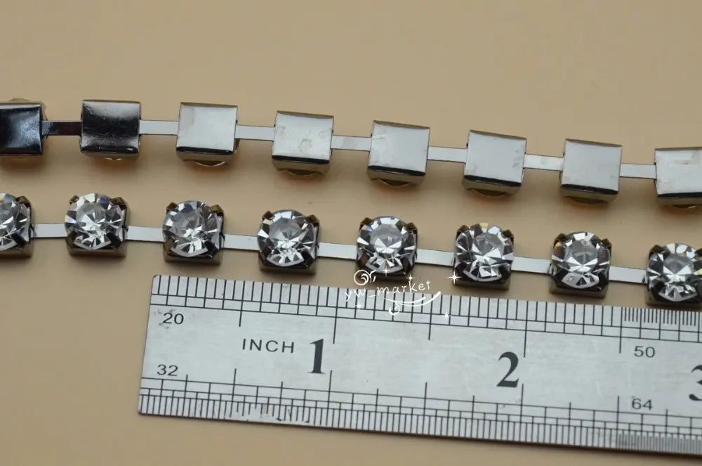 SS38 8mm 888 Clear Crystal Rhinestone Chain Gun Black bridal appliques trims 10 yard