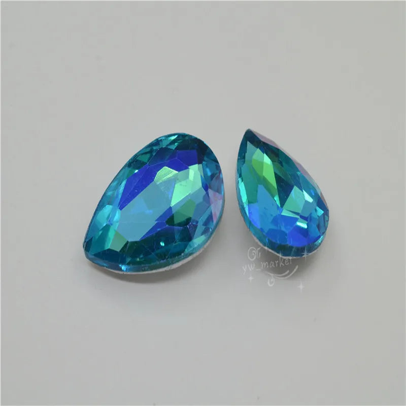 Rhinestones glass crystal stones aquamarine AB Rivoli Teardrop Navette square Jewels making