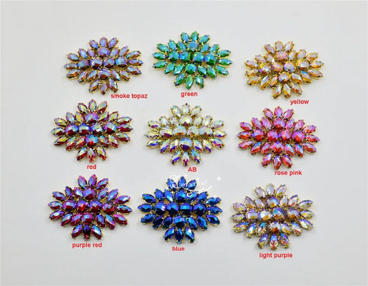 5 pcs Costume Wedding Dress Applique Color Crystal Rhinestone Sewing On(K9051)