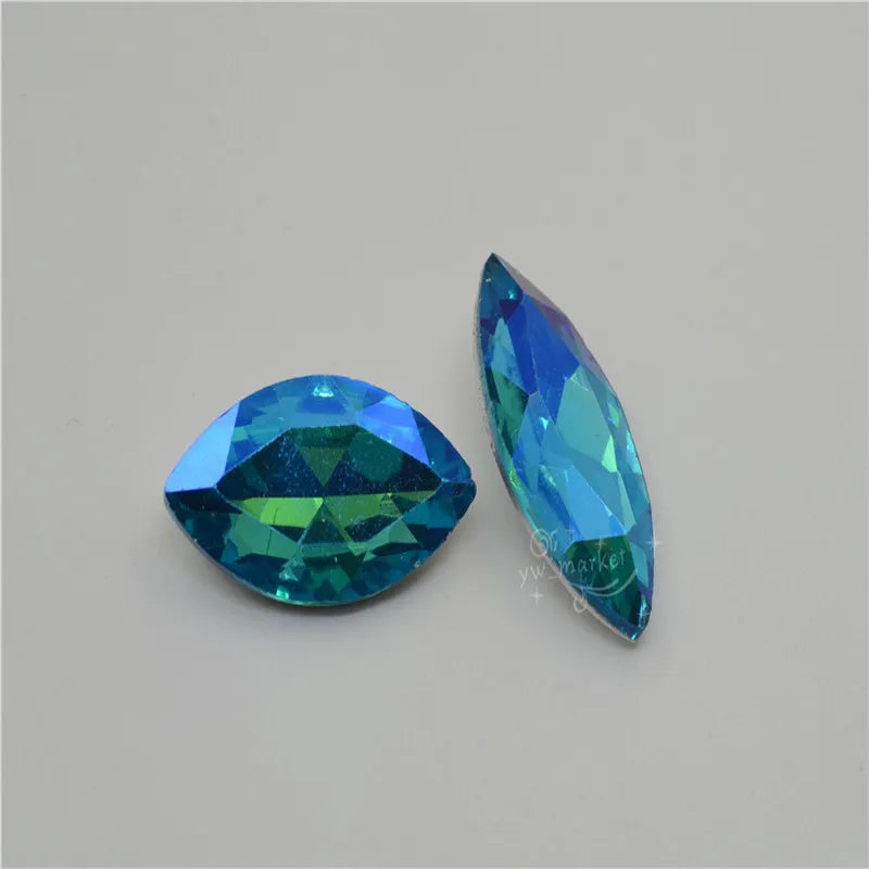 Rhinestones glass crystal stones aquamarine AB Rivoli Teardrop Navette square Jewels making