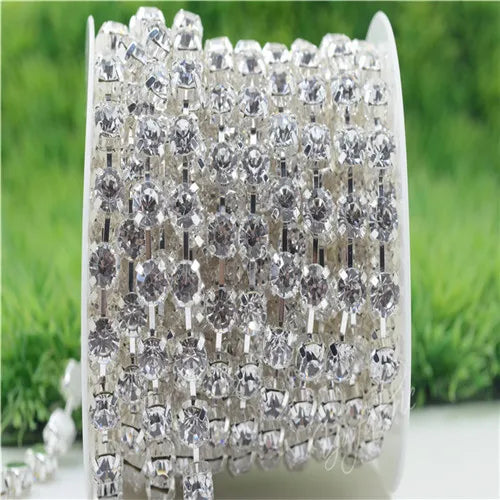 Rhinestones Chain silver claw for clothes sewing Jewelry making  6mm,8mm crystal ab strass trimming