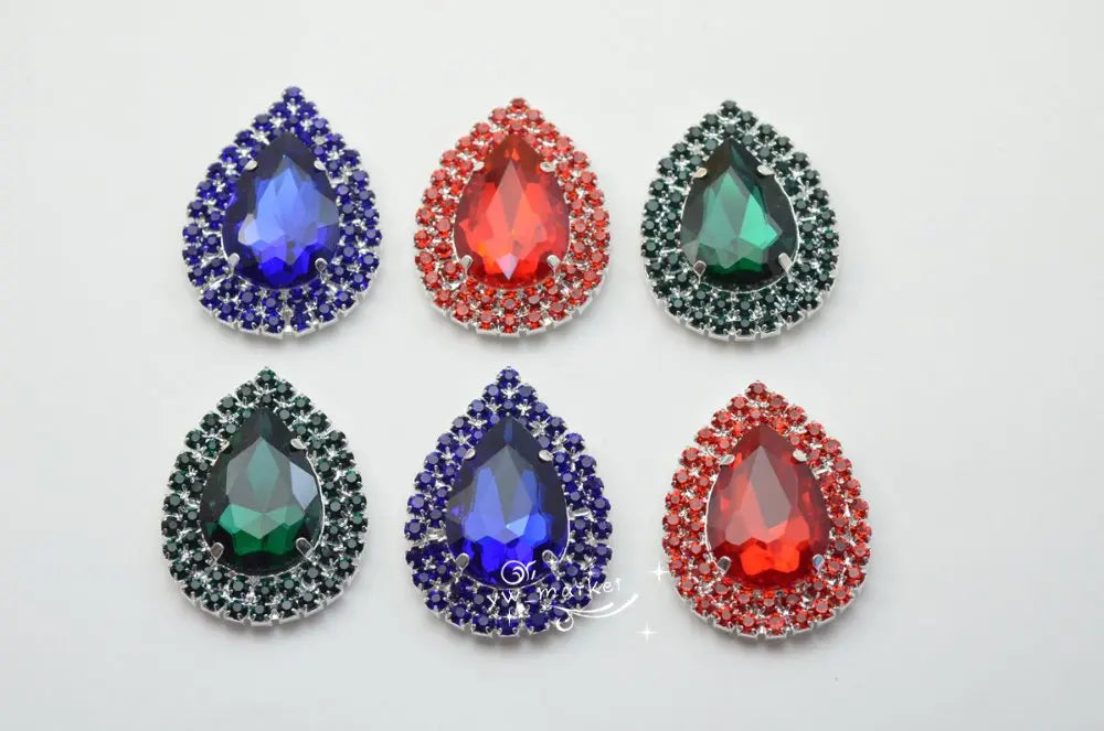 10 pcs Costume Dress Tear Drop AB Rhinestone Applique  Button Sewing On  Decoration sewing A519