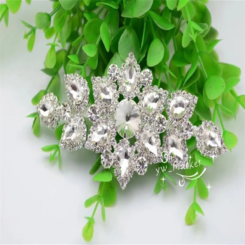 Rhinestones Applique Sew On wedding dress Decoration Crystal ab silver shiny trim for hat shoes clothes