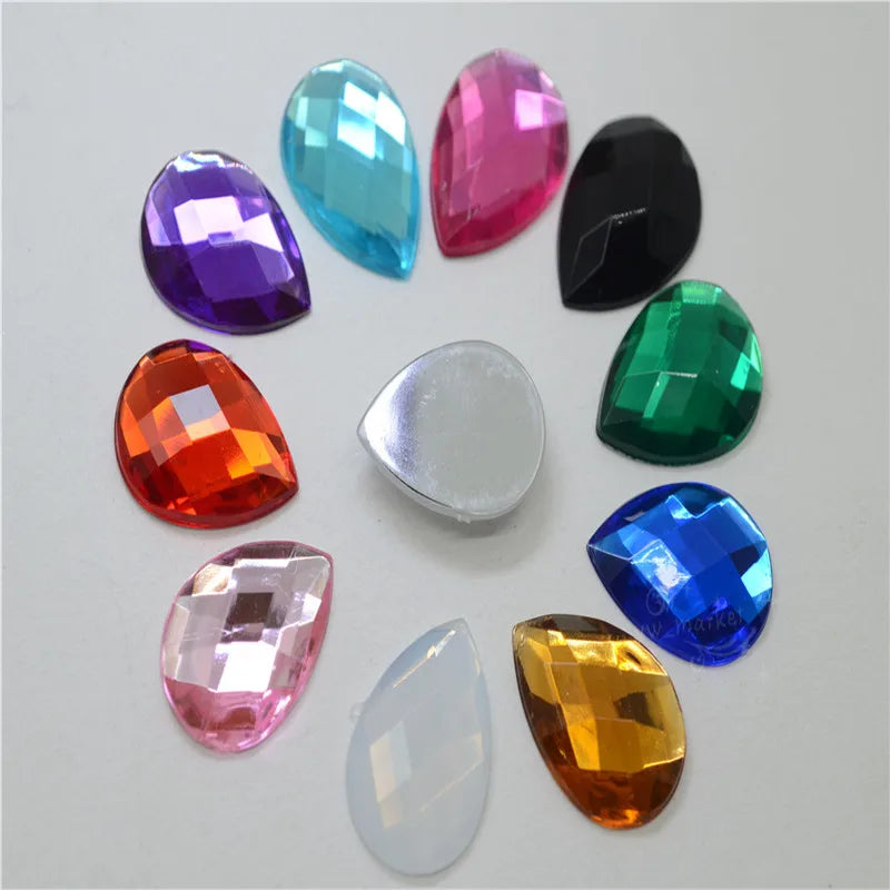 Wholesale Acrylic Teardrop Colors Rhinestones Flatback Stone customes DIY