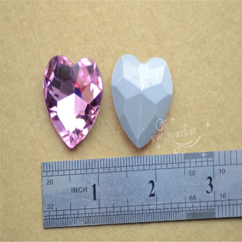 Glass Heart stones Jewels Accessories fancy rhinestones for necklace making 14mm 12mm 10mm 27mm