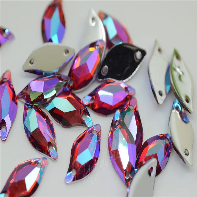 Resin Stones Rhinestones S Shape  AB Acrylic  FlatBack  Strass Gems for Costume Dress Sew on  9x20mm