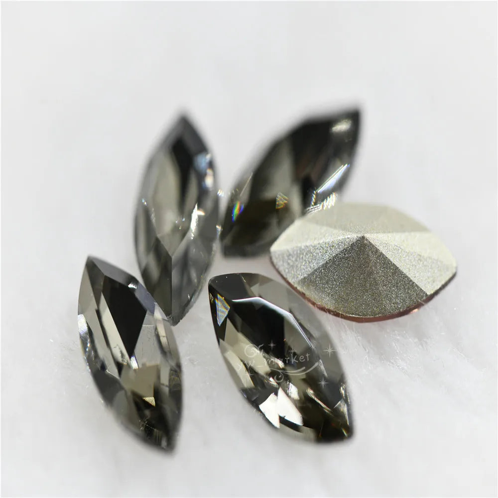 k9 Crafts beads Jewelry Accessories Navette shaped K9 Glass Glue On Rhinestones appliques 7x15mm