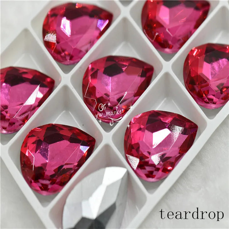 Glitter Rhinestone Glass beads Pointback teardrop crystal stones to make crafts jewels Decoration Diamonds for needlework