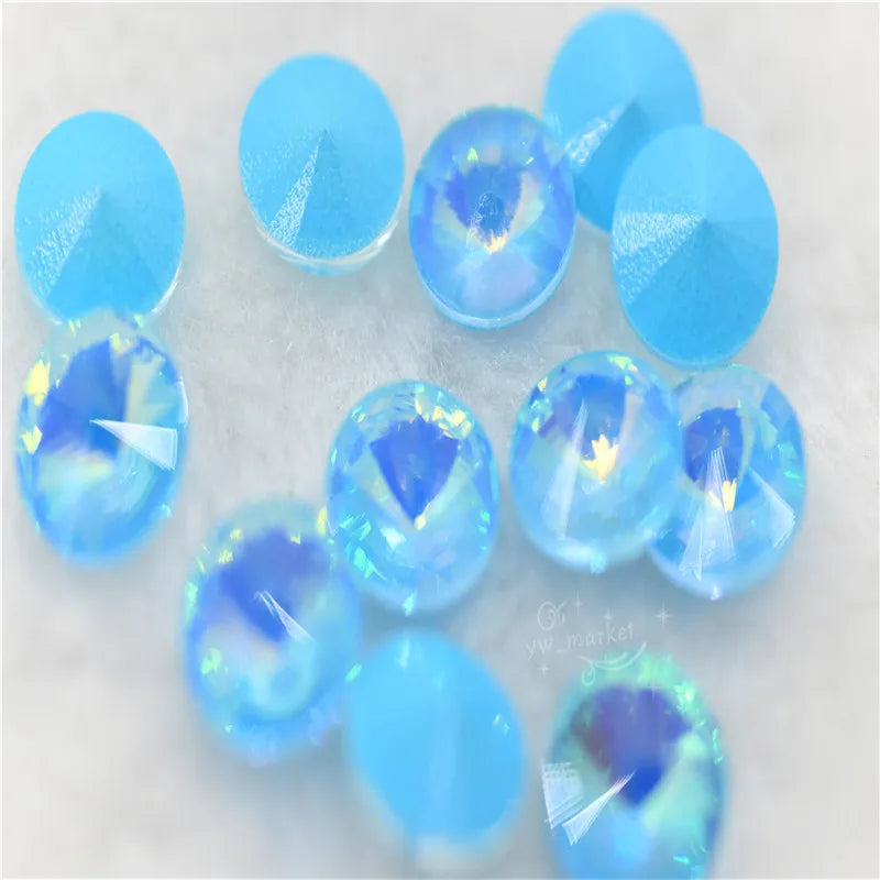 Rivoli Ab Glass Crystal Rhinestones For Needlework Pointback Stones Dress  Decoration Jewelry Making 8mm 10mm 12mm 14mm 18mm