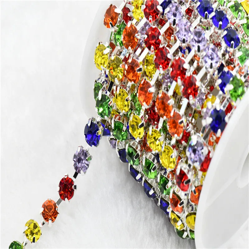 mixed color ss28 Jewelry Chain Cup Strong  Rhinestone Handmade Silver Making  With 6mm  Can Soldering