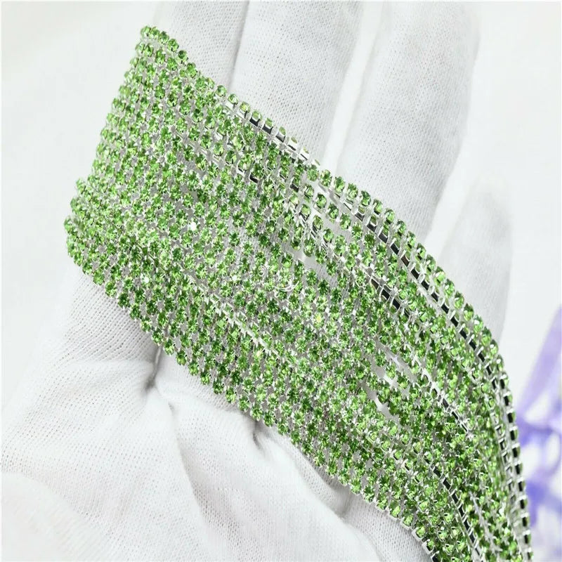 chains  for needlework Crystal Rhinestone Chain  Silver gold Trim Costume Bridal Sewing 10 yards ss6 ss8 ss16  garment crafts