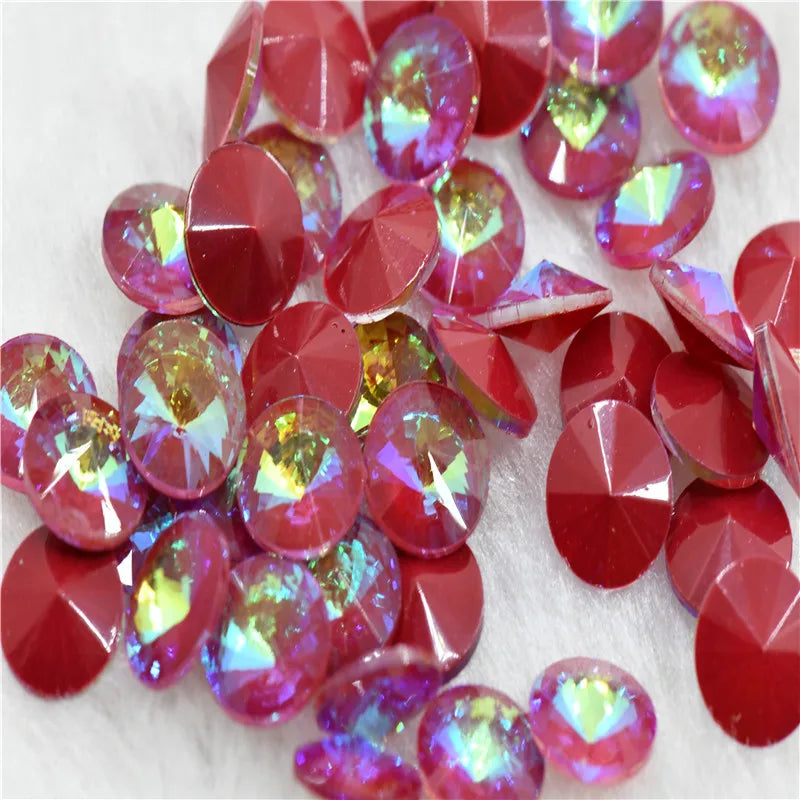 Rivoli Ab Glass Crystal Rhinestones For Needlework Pointback Stones Dress  Decoration Jewelry Making 8mm 10mm 12mm 14mm 18mm