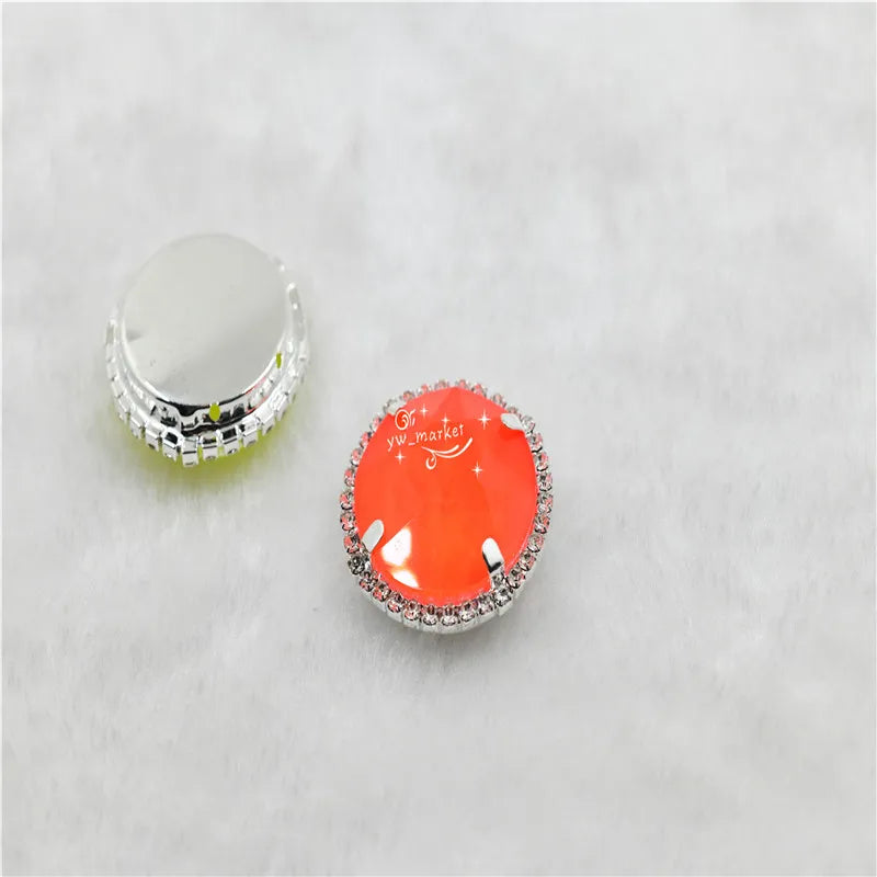 27mm round fluorescence Color crystals rhinestone with silver claw Buttons  Jewelry making dress sewing