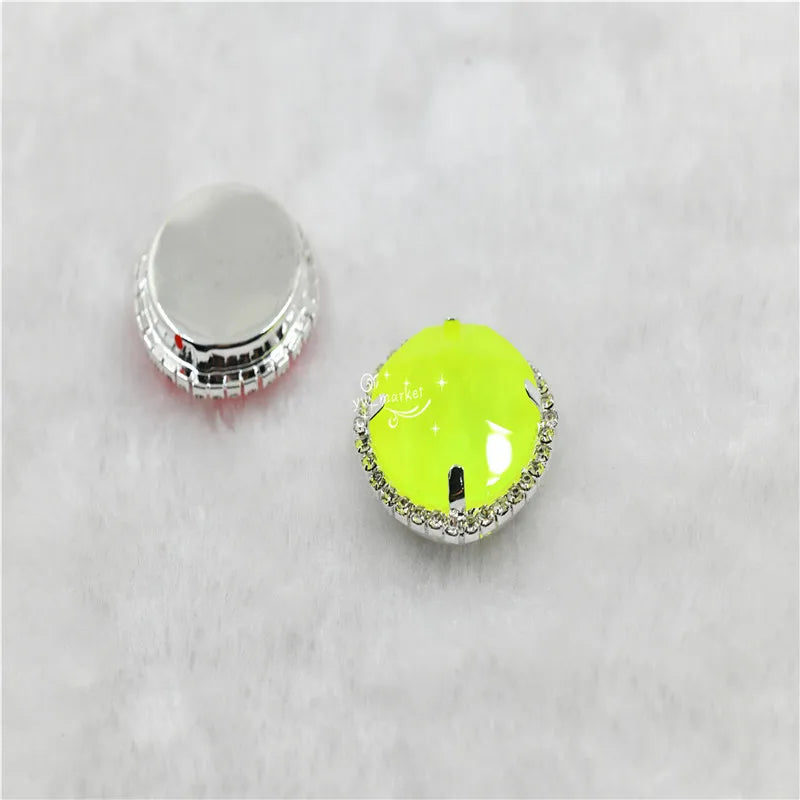 27mm round fluorescence Color crystals rhinestone with silver claw Buttons  Jewelry making dress sewing