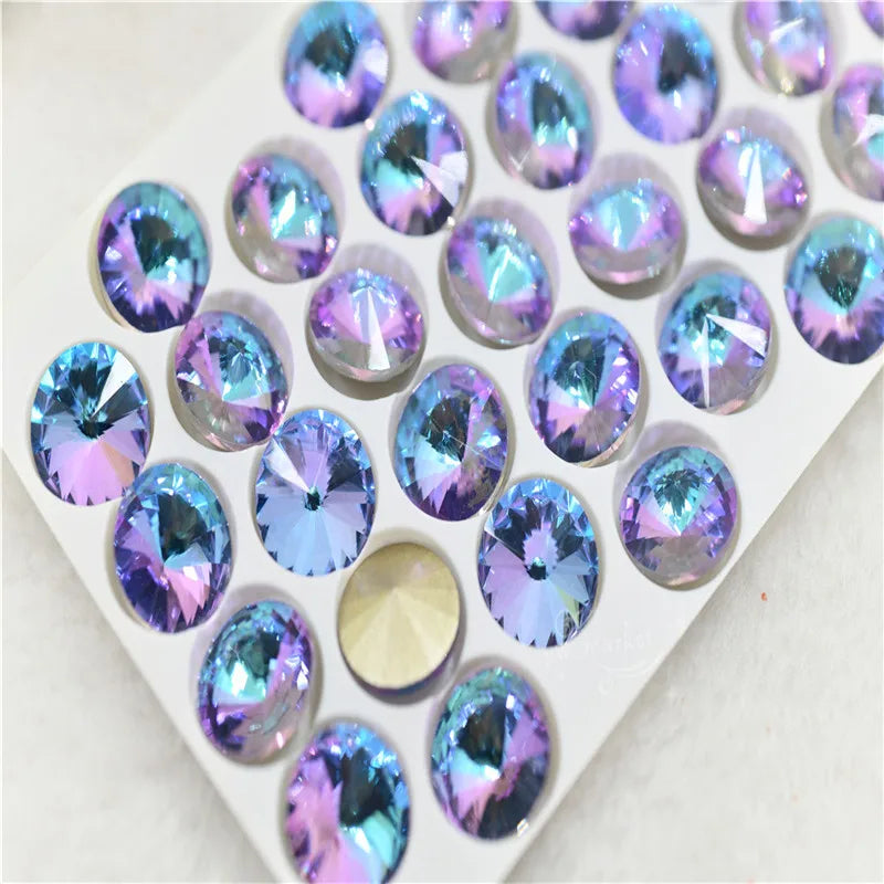 Stones violet Color Diamond Decoration Rivoli Teardrop Navette Glittle  Electroplating Effect   Jewels Making Rhinestones