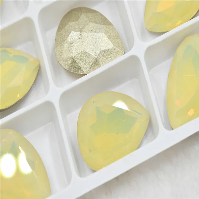 Opal stones Glass Rhinestones Pointback Droplet for Craft Glue on Garment Crafts Jewelry 13x18mm