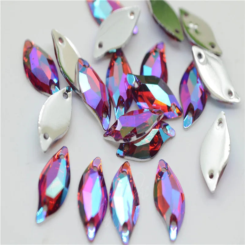 Resin Stones Rhinestones S Shape  AB Acrylic  FlatBack  Strass Gems for Costume Dress Sew on  9x20mm