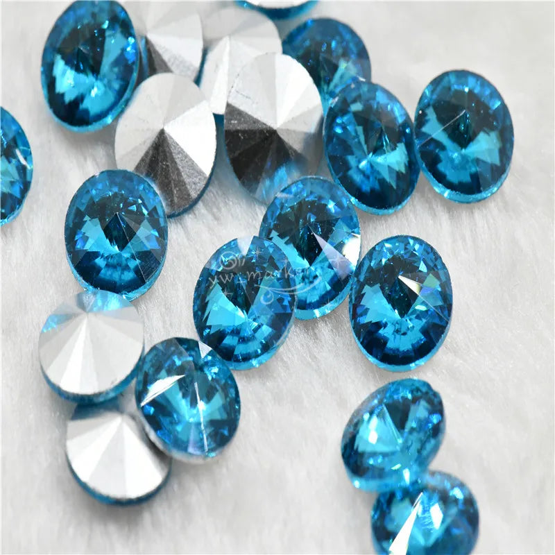 bulk Rhinestones rivoli Glass Crystal pointback strass Stone clear ab Jewelry Making garment applique 6mm 8mm 10mm  20mm