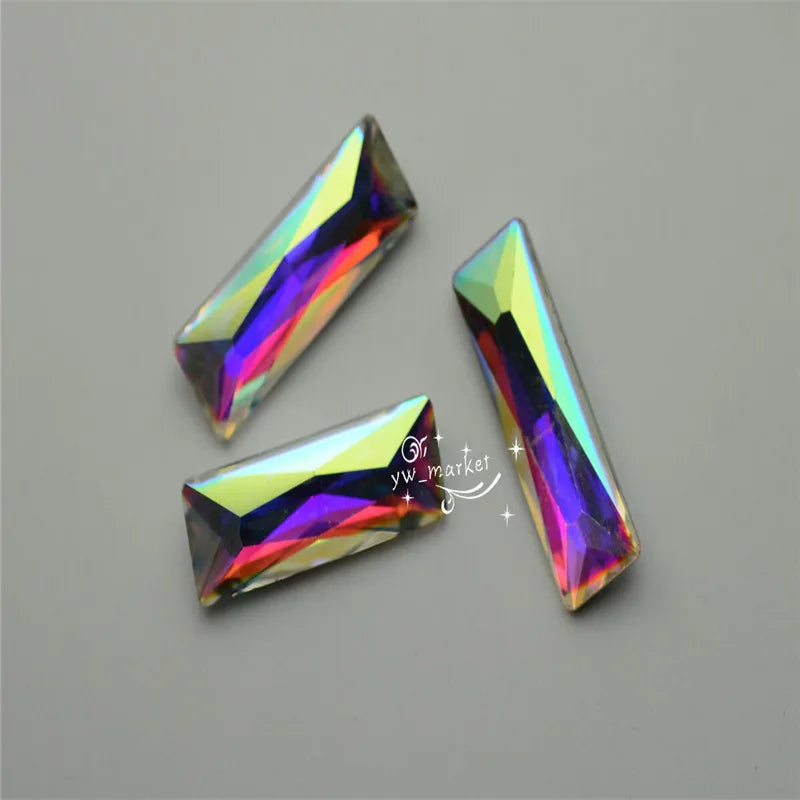 Baguette Pointback Fancy Stone Crystal AB Color Glass Crystals 7x21mm 10x30mm