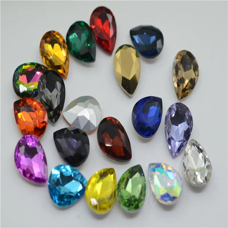 Wholesale teardrop crystal Crafts Pointback Glue on Bulk stones Garment rhinestones Jewelry Accessories 30x40mm 20x30mm