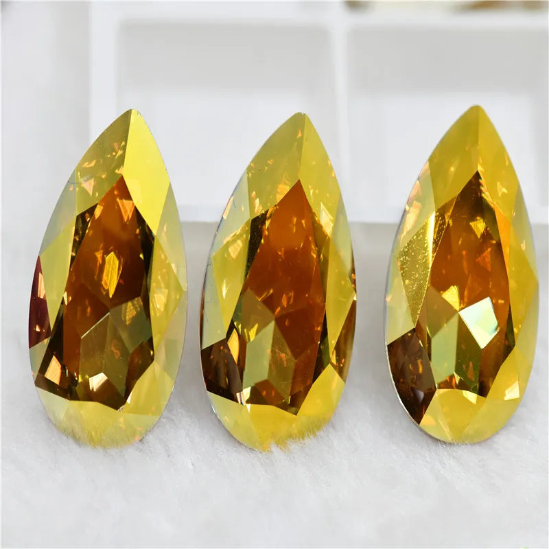 k9 glass Sunshine strass stone beads for  jewels making Rhinestones for DIY Apparel Clothing Decoration teadrop Rivoli