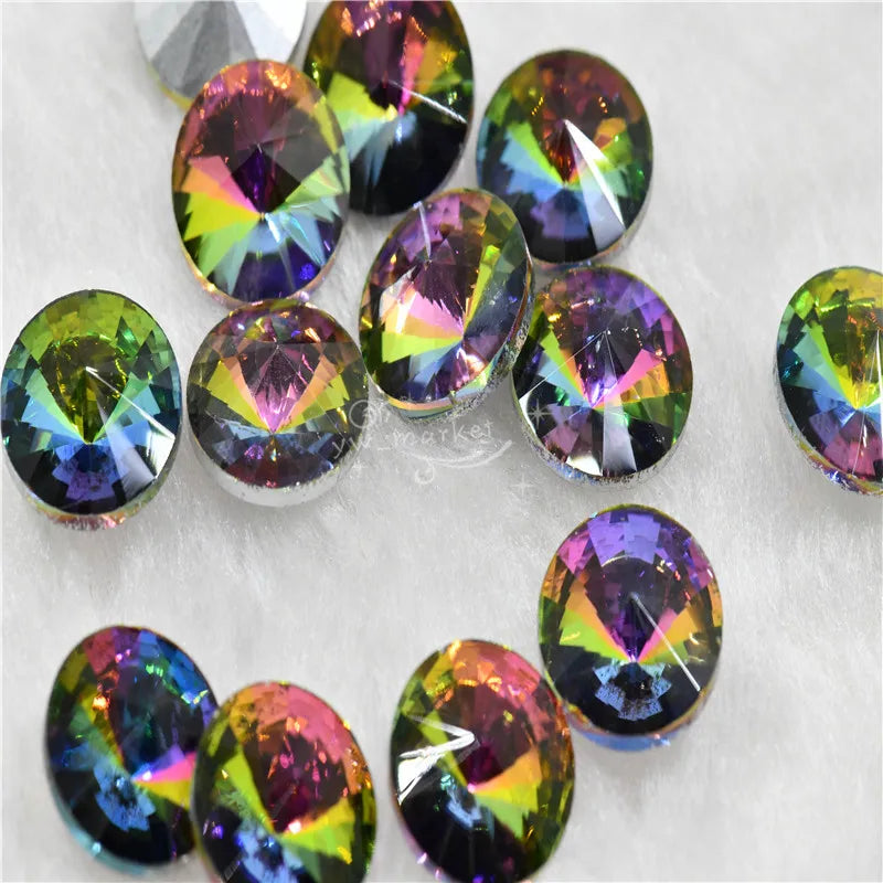 bulk Rhinestones rivoli Glass Crystal pointback strass Stone clear ab Jewelry Making garment applique 6mm 8mm 10mm  20mm