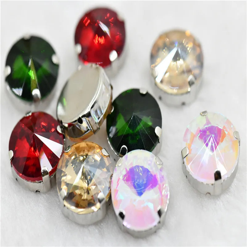 Mixed color Round shape crystal stones  with claw casing sew on wedding dress jewelry soldering 10mm 14mm 18mm