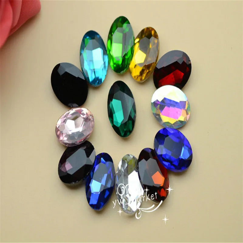 30x40mm Oval pointback rhinestones crystal glue clothing crafts  strass decoration wholesale  jewery making