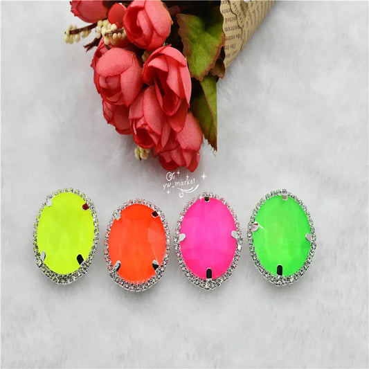 27mm round fluorescence Color crystals rhinestone with silver claw Buttons  Jewelry making dress sewing