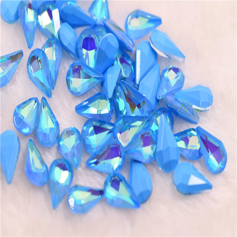 Aquamarine mocha AB glass  beads applique bright stones Crystals for jewelry diy teardrop square round