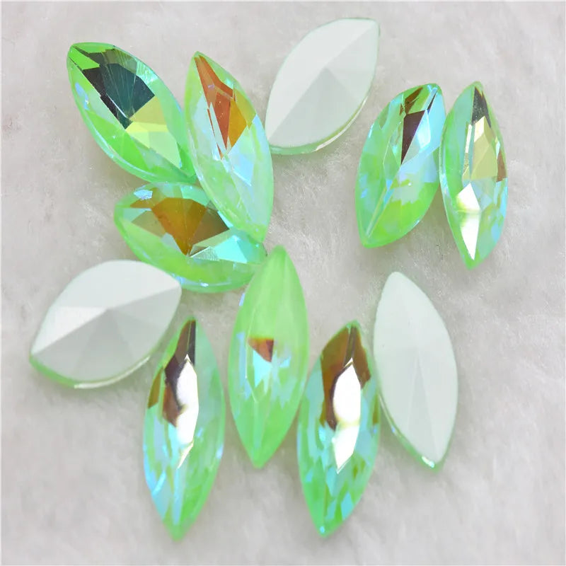 Peridot Mocha AB glass pointback beads stones for crafts  Earrings, necklaces and bracelets