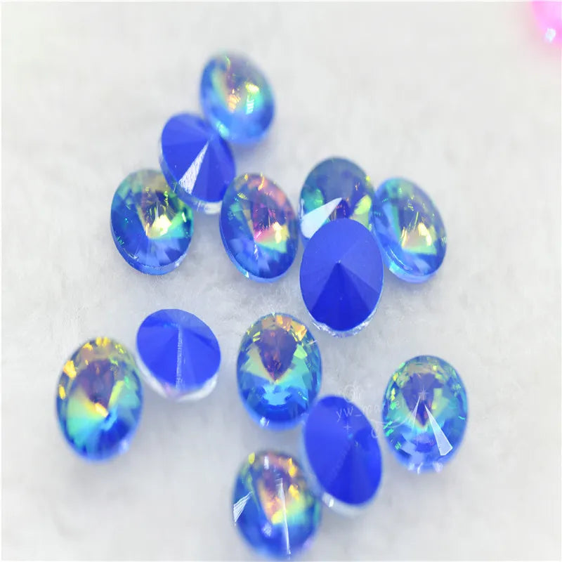 Rivoli Ab Glass Crystal Rhinestones For Needlework Pointback Stones Dress  Decoration Jewelry Making 8mm 10mm 12mm 14mm 18mm