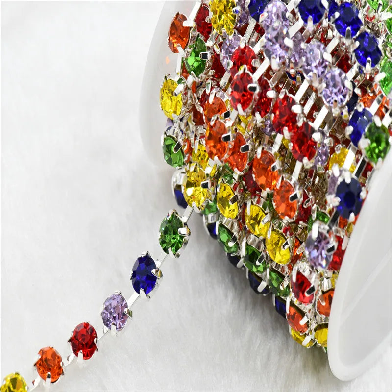 mixed color ss28 Jewelry Chain Cup Strong  Rhinestone Handmade Silver Making  With 6mm  Can Soldering