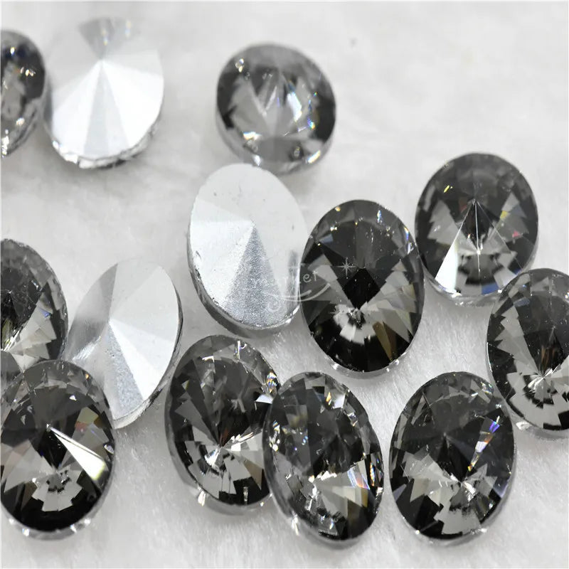 bulk Rhinestones rivoli Glass Crystal pointback strass Stone clear ab Jewelry Making garment applique 6mm 8mm 10mm  20mm