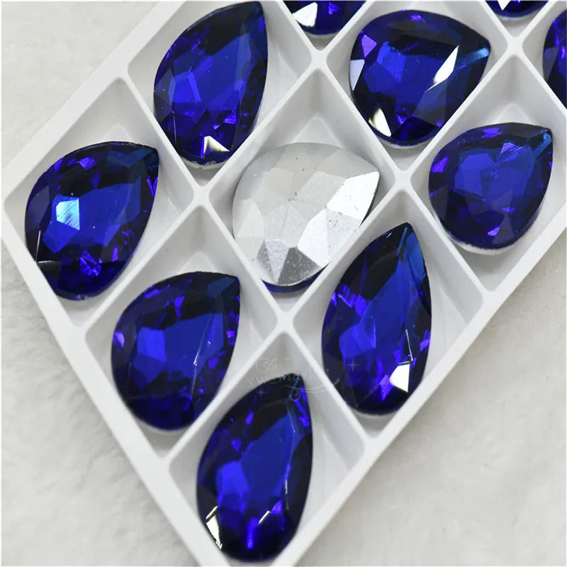 Wholesale teardrop crystal Crafts Pointback Glue on Bulk stones Garment rhinestones Jewelry Accessories 30x40mm 20x30mm